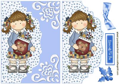 Little Girl with Candy Cane in Star Scalloped Envelope