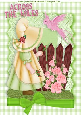 Across the Miles, Little Girl with Pink Bird A4