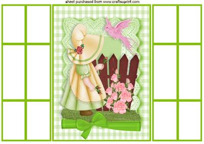 Little Bonnet Girl with Bird, French Gatefold