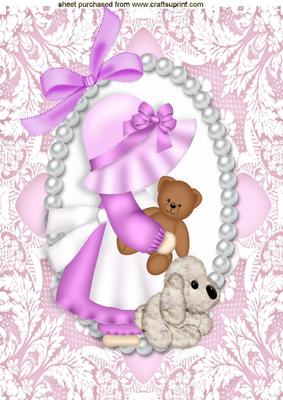 Little Bonnet Girl in Pearl and Lace Frame A4