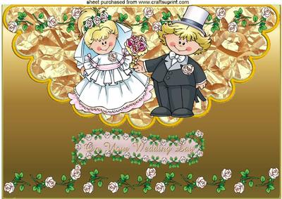 Wedding Couple with Pink Roses A4