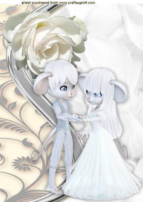 Whimsical Mice with White Rose A4