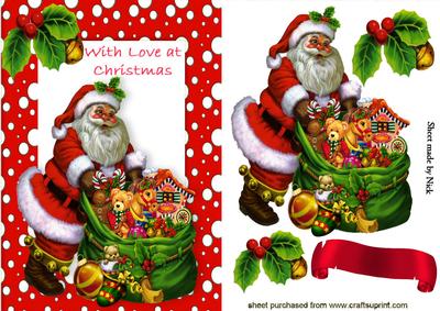 Santa with His Sack of Toys in Snow Frame