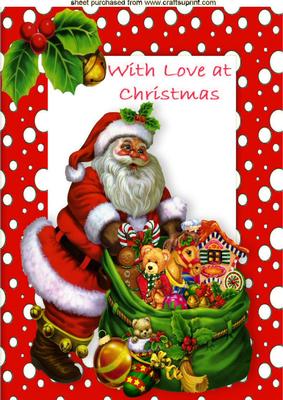 Santa with His Sack of Toys in Snow Frame A4