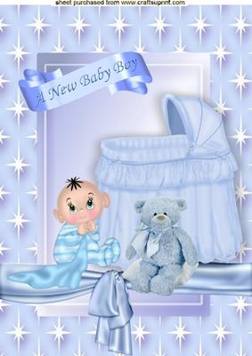 Baby Boy in Blue Star Frame A4