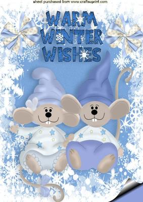 Warm Winter Wishes, Cute Pair of Mice A4