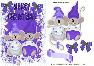 Merry Christmas, Cute Pair of Mice