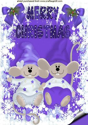Merry Christmas, Cute Pair of Mice A4