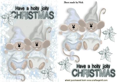 Have a Holly Jolly Christmas Cute Pair of Mice
