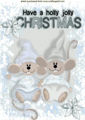 Have a Holly Jolly Christmas, Cute Pair of Mice A4