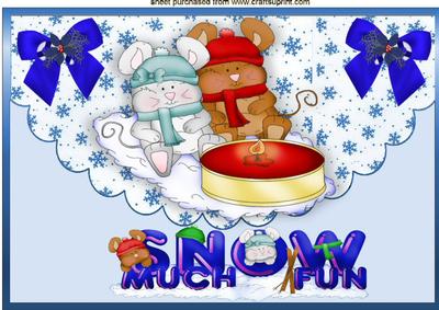Snow Much Fun, Cute Mice Cuddles in the Snow A4