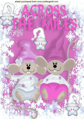 Across the Miles, Cute Pair of Mice in Pink Snow Suits, A4