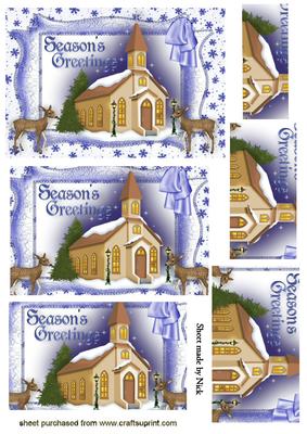 Christmas Church with Reindeers , Pyramids