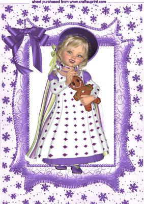 Sweet Little Girl All Dressed Up in Purple in Frame A4