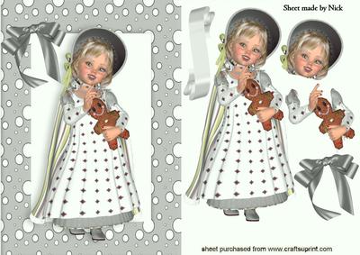 Sweet Little Girl in Silver Snow Frame
