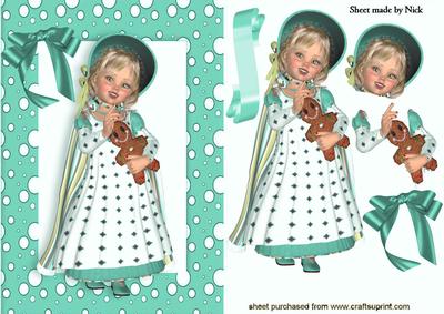 Sweet Little Girl in Turq Snow Frame