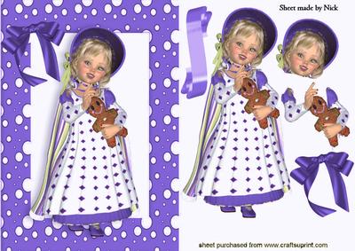 Sweet Little Girl in Purple Snow Frame