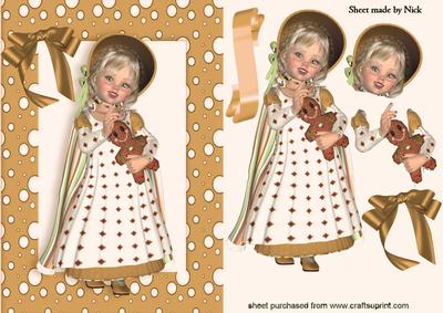 Sweet Little Girl in Gold Snow Frame