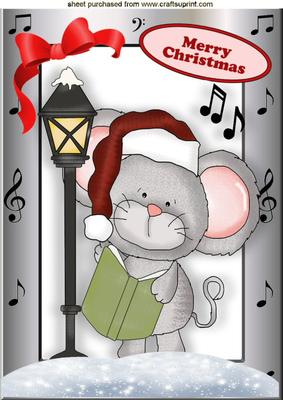 Cute Mouse Carol Singing in the Snow A4