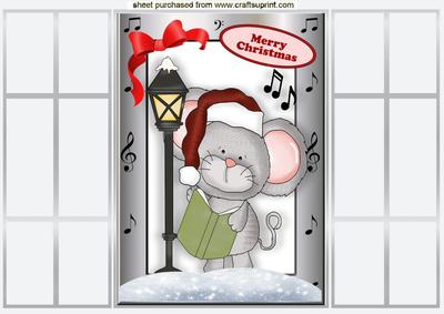 Cute Mouse in Snow, French Gatefold