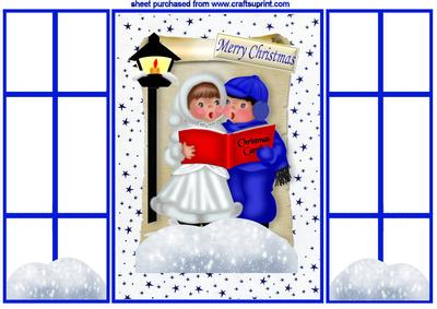 Carol Singers in the Snow, French Blue Gatefold