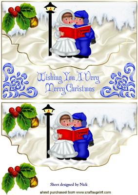 Carol Singers on a Scalloped Envelope