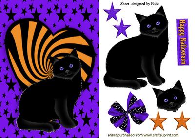 Psychedelic Stars N Stripes with Black Halloween Cat