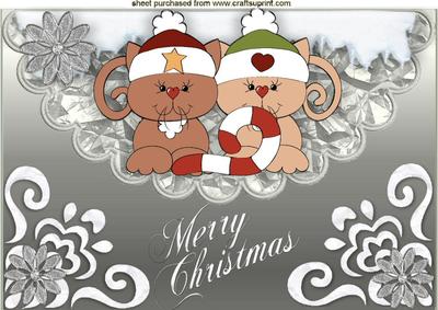 Cute Pair of Kitties with Hats on A4