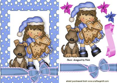 Little Girl with Puppy and Gingerbread