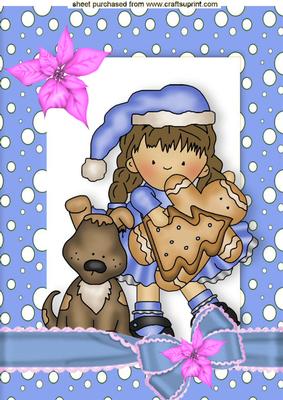 Little Girl with Puppy and Gingerbread A4