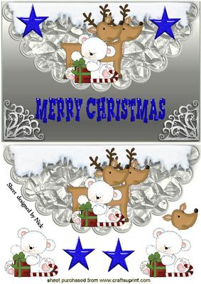 Little White Teddy with Reindeers
