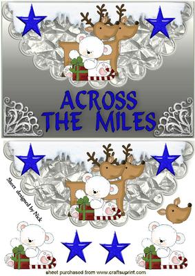 Across the Miles Little White Teddy with Reindeers