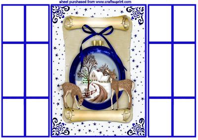 Beautiful Christmas Scene in a Bauble on a Scroll, Gatefold