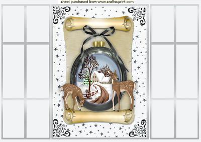 Beautiful Christmas Scene in Silver Bauble French Gatefold