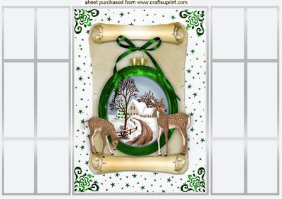 Beautifulchristmas Scene in a Green Bauble French Gatefold