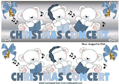 Christmas Concert with Cute White Teddies
