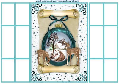 Snowy Scene in Turq Bauble French Gatefold