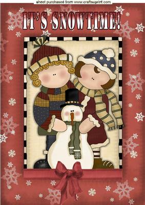 Christmas Kids with Snowman A4