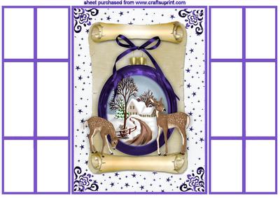 Snowy Scene in Purple Bauble French Gatefold