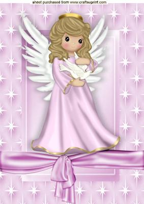 Sweet Angel with Dove in Star Frame A4