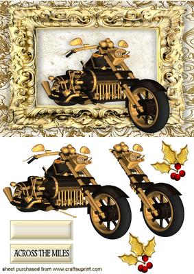 Vintage Motor Bike with Holly in Frame