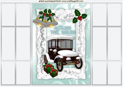 Across the Miles, Vintage Car with Snow in a Frame, Gatefold