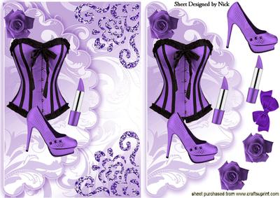 Gorgeous Purple/black Basque, on Scalloped Envelope