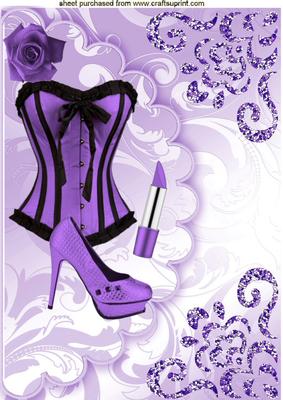 Gorgeous Purple/black Basque, on Scalloped Envelope A4
