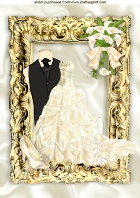 Ivory Wedding Dress with Tux in a Gold Baroque Frame A4
