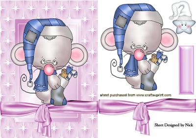 Christmas Madgemouse in Pink Star Frame