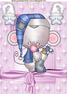 Christmas Madgemouse in Pink Star Frame A4