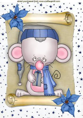 Christmas Madgemouse on a Scroll A4