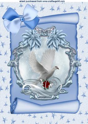 Beautiful Winter Shield of a Dove on a Scroll A4