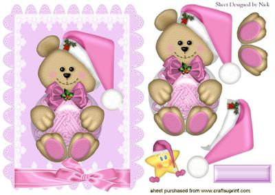 Pink Teddy in Scalloped Lace Frame